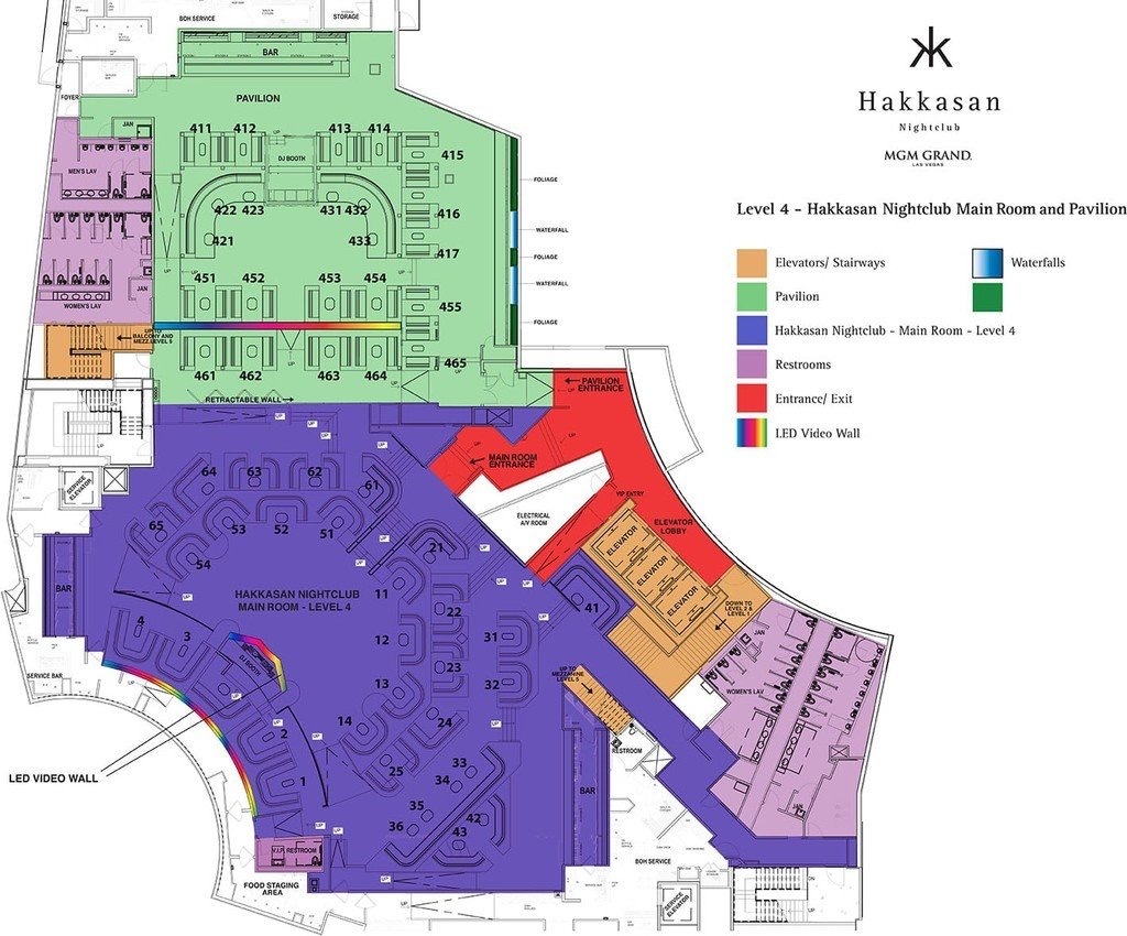 Table map for Hakkasan Nightclub