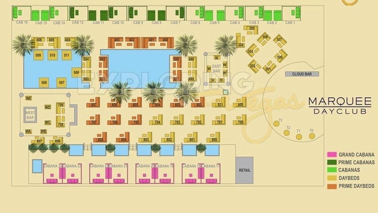 Table map for Marquee Dayclub