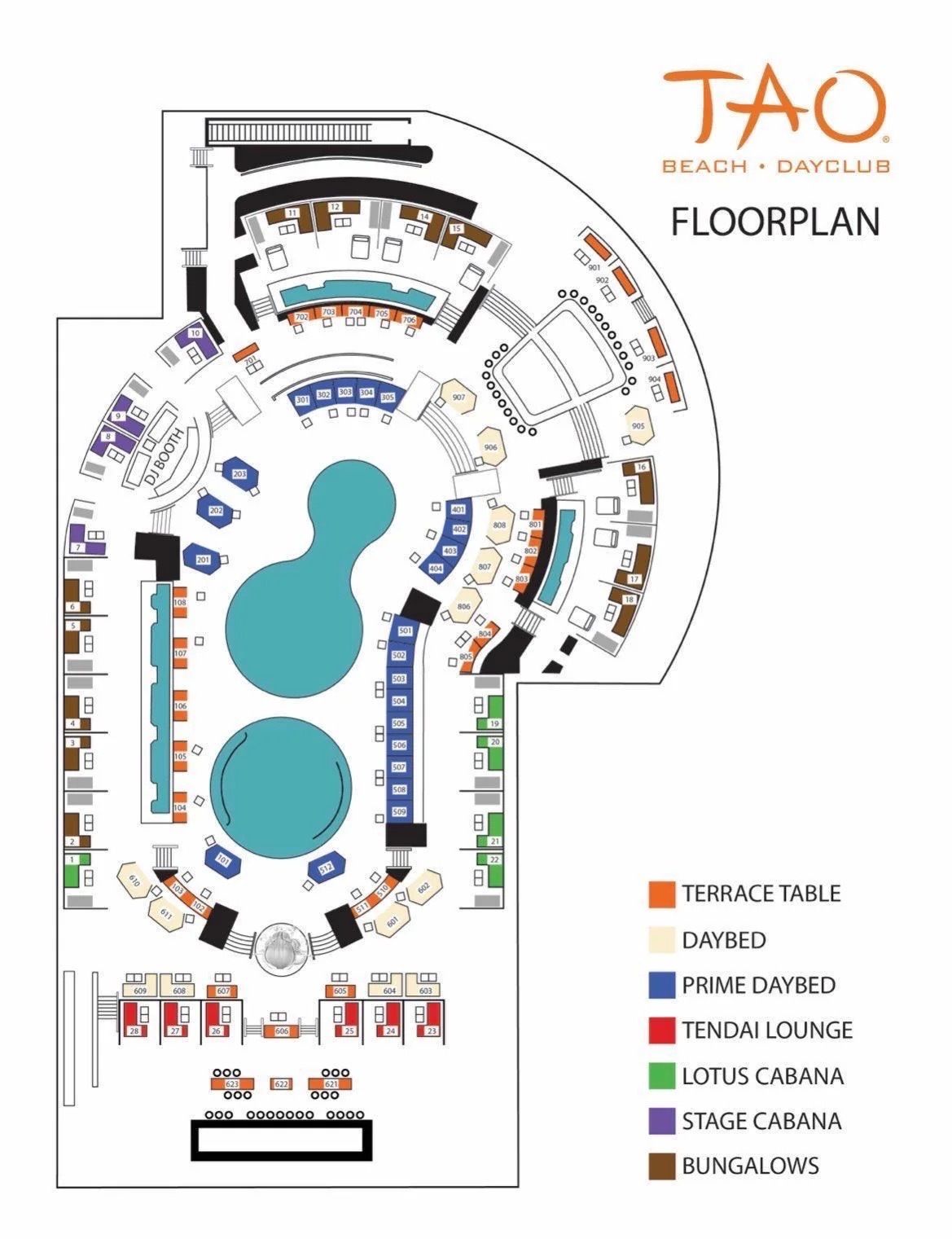Table map for Tao Beach